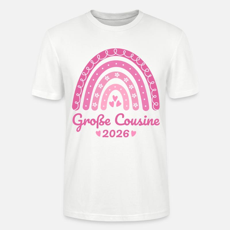Große Cousine 2026 Regenbogen - Stanley/Stella Unisex Bio-T-Shirt CRAFTER - Weiß