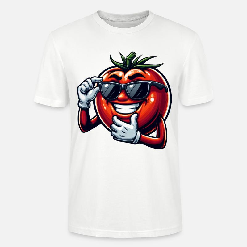 Coole Tomate mit Sonnenbrille Sommer Eitelkeit - Stanley/Stella Unisex Bio-T-Shirt CRAFTER - Weiß