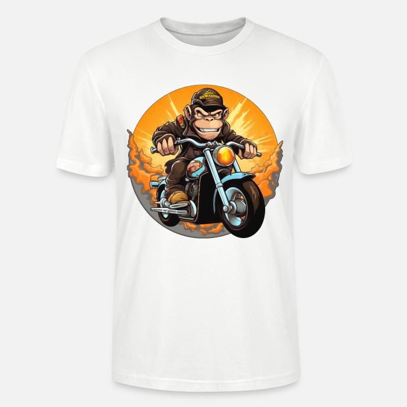 Affe Motorrad / Motorradfahrer Affen - Stanley/Stella Unisex Bio-T-Shirt CRAFTER - Weiß