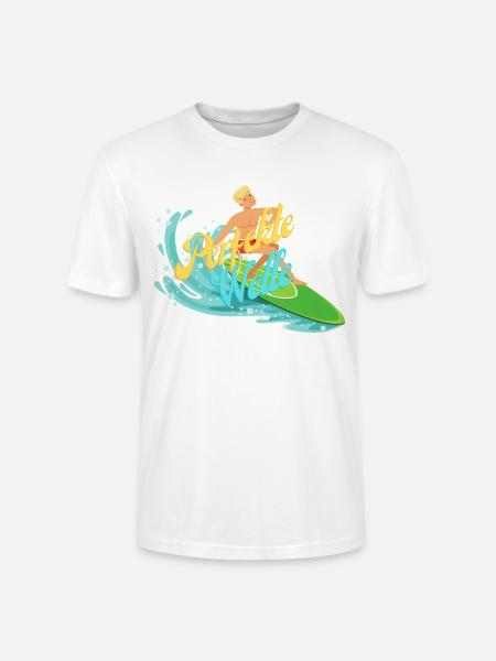 Bunter Surfer mit Wasserwellen - Stanley/Stella Unisex Bio-T-Shirt CRAFTER - Weiß