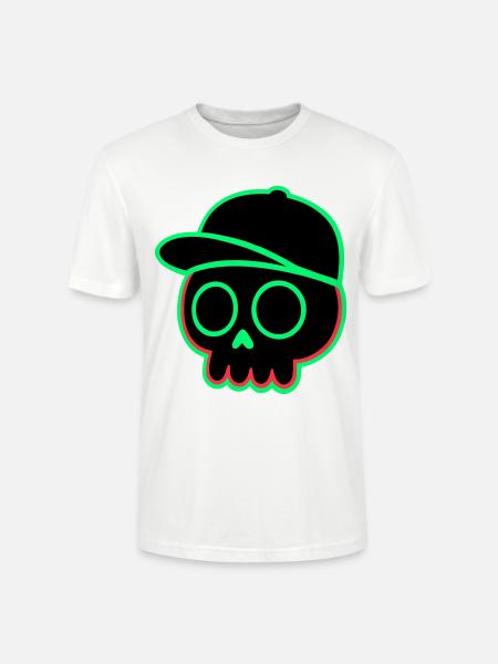 Neon Skull Cap - Stanley/Stella CRAFTER Unisex Organic T-Shirt - white