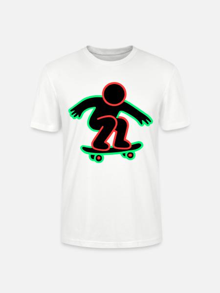 Neon Skateboarder Line Art - Stanley/Stella CRAFTER Unisex Organic T-Shirt - white