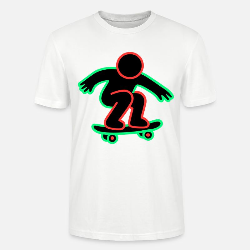 Neon Skateboarder Linienkunst - Stanley/Stella Unisex Bio-T-Shirt CRAFTER - Weiß