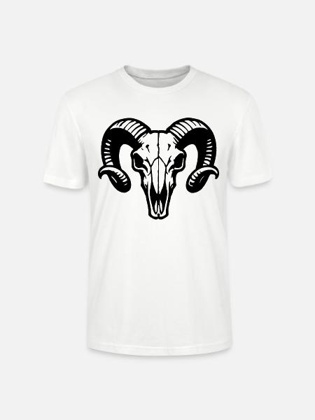Widderkopf Schädel mit Hörnern - Rammbock - Stanley/Stella Unisex Bio-T-Shirt CRAFTER - Weiß