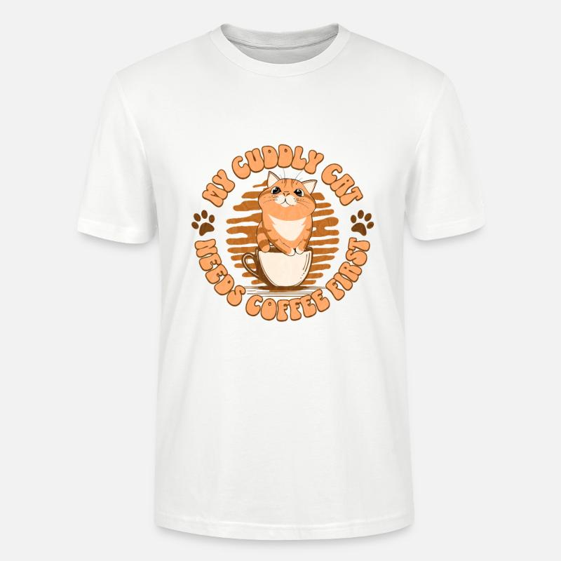 My Cuddly Cat - Needs Coffee First - Stanley/Stella Unisex Bio-T-Shirt CRAFTER - Weiß