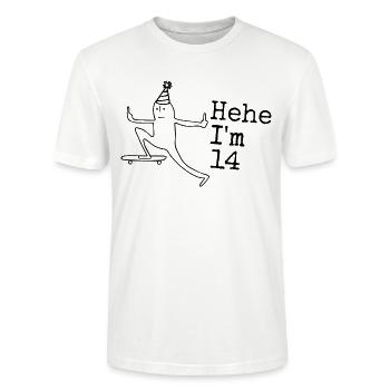 14. Geburtstag Geschenk lustig 14 Jahre 14th  - Stanley/Stella Unisex Bio-T-Shirt CRAFTER - Weiß - Vorne - Alina (178cm) & Michal (187cm)