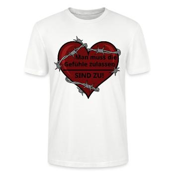 Sarkastisches Herz mit Stacheldraht - Stanley/Stella Unisex Bio-T-Shirt CRAFTER - Weiß - Vorne - Alina (178cm) & Michal (187cm)