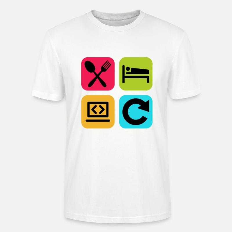 Essen, schlaf, Programm wiederholen, lustiger Zitatcode - Stanley/Stella Unisex Bio-T-Shirt CRAFTER - Weiß