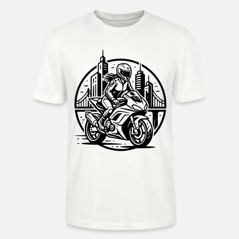 Biker, der auf ein Abenteuer geht - Stanley/Stella Unisex Bio-T-Shirt CRAFTER - Weiß