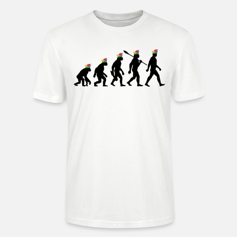 Homo Karnevalis | Evolution der Narren, Fastnacht - Stanley/Stella Unisex Bio-T-Shirt CRAFTER - Weiß