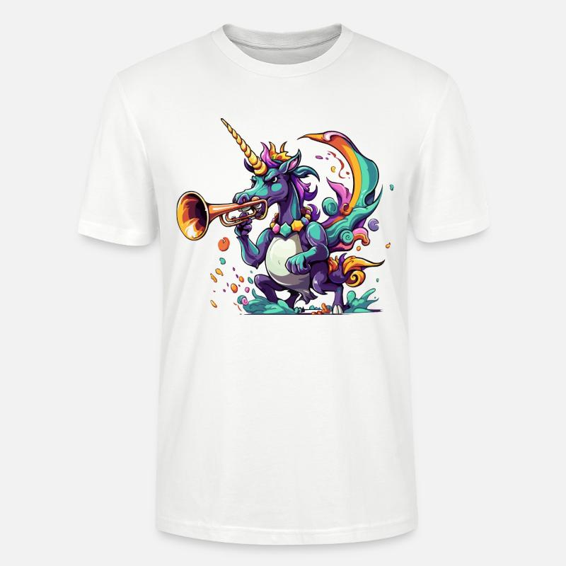 Farbexplosion Einhorn-Trompeter - Stanley/Stella Unisex Bio-T-Shirt CRAFTER - Weiß