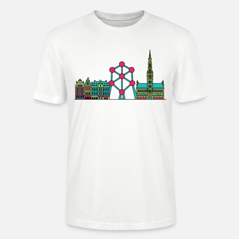 Brüsseler Stadtsilhouette Atomium Moderne Linienkunst - Stanley/Stella Unisex Bio-T-Shirt CRAFTER - Weiß