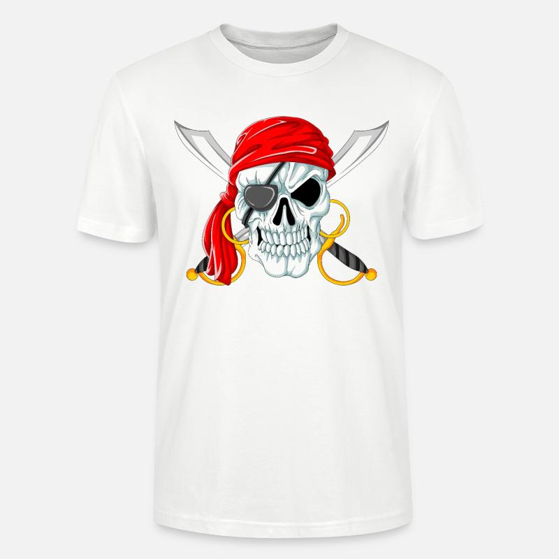 Piratenschädel mit Schwertern Jolly Roger Design - Stanley/Stella Unisex Bio-T-Shirt CRAFTER - Weiß