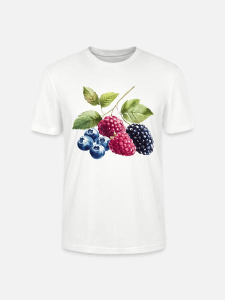 Wildbeeren Beeren Blaubeere Himbeere Brombeere - Stanley/Stella Unisex Bio-T-Shirt CRAFTER - Weiß