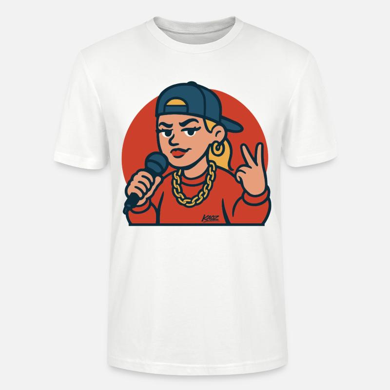 Diva du rap avec micro - T-shirt bio CRAFTER Stanley Stella Unisexe - blanc