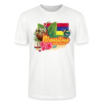 Mauritius Retro Indischer Ozean Dodo Souvenir - Stanley/Stella Unisex Bio-T-Shirt CRAFTER - Weiß - Vorne - Alina (178cm) & Michal (187cm)