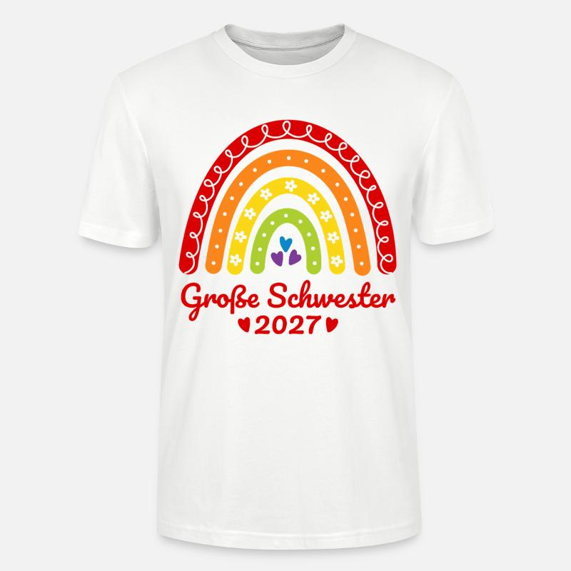 Große Schwester 2027 Boho Regenbogen bunt - Stanley/Stella Unisex Bio-T-Shirt CRAFTER - Weiß