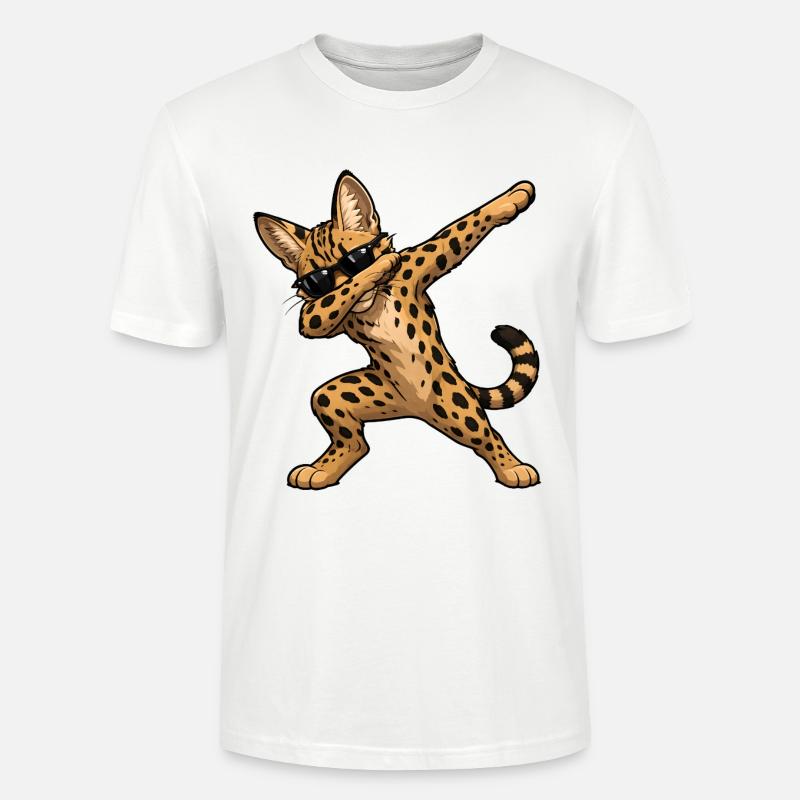 Dabbing Savannah Katze - Stanley/Stella Unisex Bio-T-Shirt CRAFTER - Weiß
