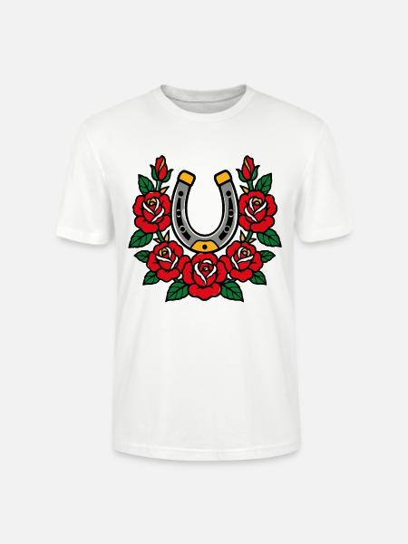 Hufeisen-und-Rosen-Tattoo-Stil - Stanley/Stella Unisex Bio-T-Shirt CRAFTER - Weiß