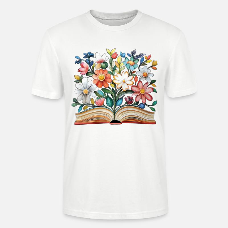 Buch mit Blumen - Stanley/Stella Unisex Bio-T-Shirt CRAFTER - Weiß