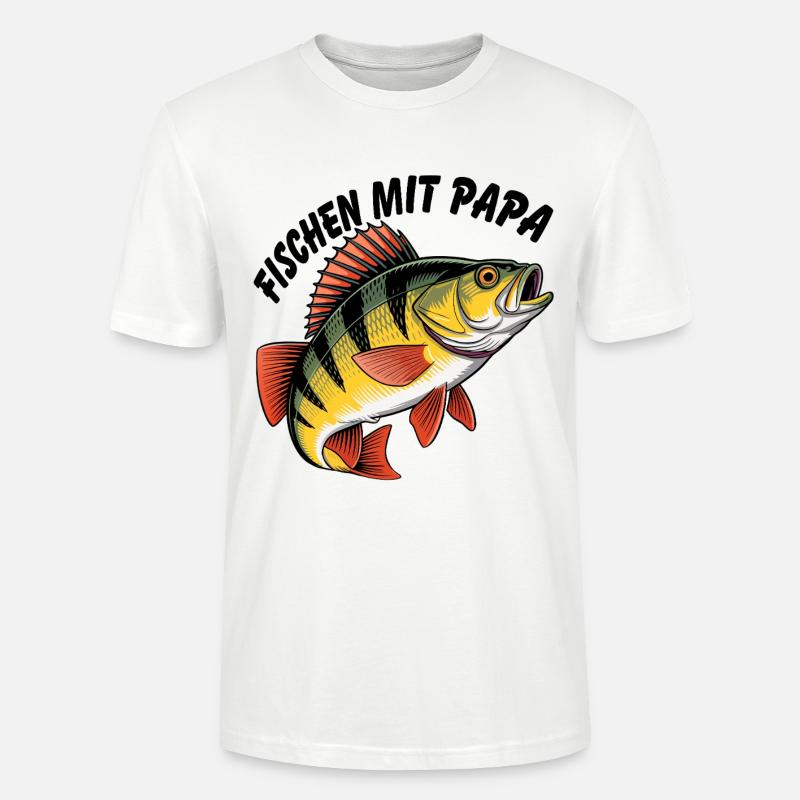 Fischen mit Papa - Stanley/Stella Unisex Bio-T-Shirt CRAFTER - Weiß