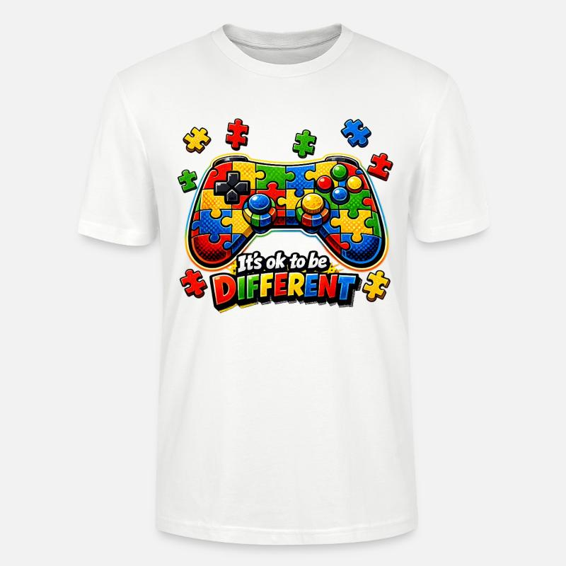 Autism Gamer Videospiel-Controller - Stanley/Stella Unisex Bio-T-Shirt CRAFTER - Weiß