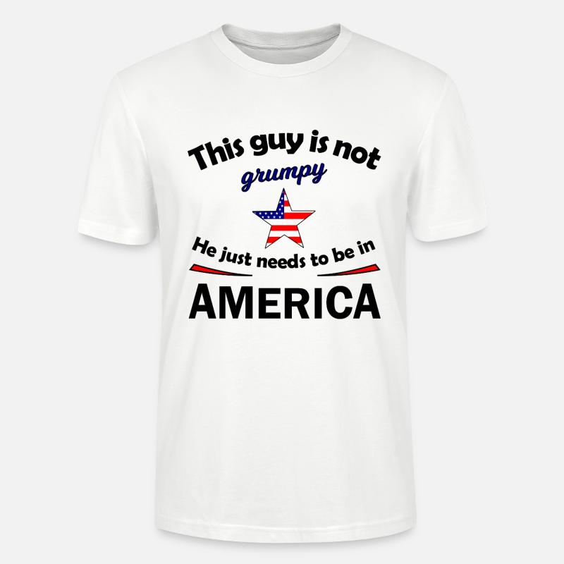 Grumpy Star mit US Flaggenstern - Stanley/Stella Unisex Bio-T-Shirt CRAFTER - Weiß