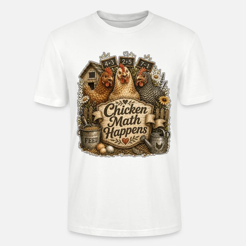 Chicken Math Happens - Stanley/Stella CRAFTER Unisex Organic T-Shirt - white