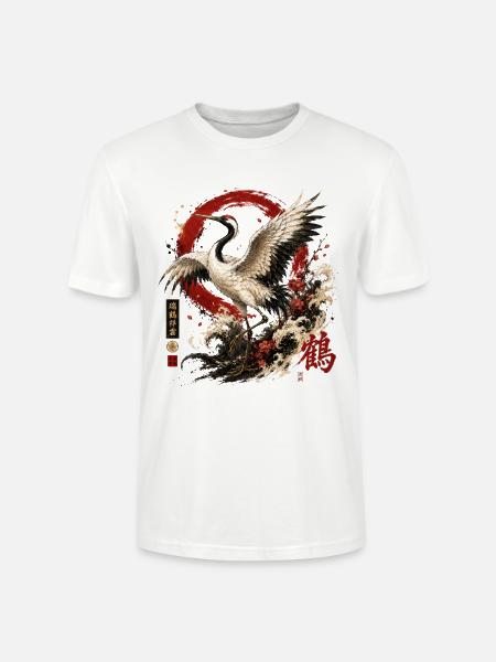 Kranich – Japanese Crane Art Design - Stanley/Stella Unisex Bio-T-Shirt CRAFTER - Weiß
