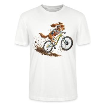 Chien VTT Wild Ride - T-shirt bio CRAFTER Stanley Stella Unisexe - blanc - Devant - Alina (178cm) & Michal (187cm)