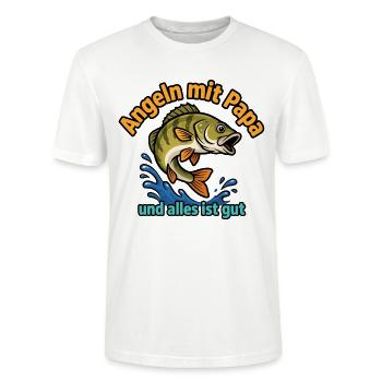 Fishing with dad – all is well - Stanley/Stella CRAFTER Unisex Organic T-Shirt - white - Front - Alina (178cm) & Michal (187cm)