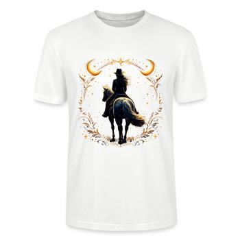 Cavalier nocturne dans un cadre doré - T-shirt bio CRAFTER Stanley Stella Unisexe - blanc - Devant - Alina (178cm) & Michal (187cm)