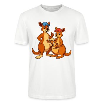Dessin animé de la famille kangourou - T-shirt bio CRAFTER Stanley Stella Unisexe - blanc - Devant - Alina (178cm) & Michal (187cm)