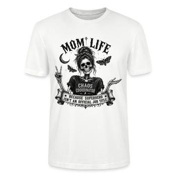 Mom Life Chaos Coordinator Vintage Skull Gothic - Stanley/Stella Unisex Bio-T-Shirt CRAFTER - Weiß - Vorne - Alina (178cm) & Michal (187cm)