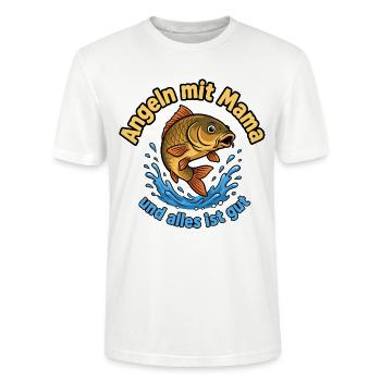 Angeln mit Mama Motiv – Alles ist gut - Stanley/Stella Unisex Bio-T-Shirt CRAFTER - Weiß - Vorne - Alina (178cm) & Michal (187cm)
