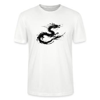 Japanischer Drache Sumi-e Feuerperlenkraft - Stanley/Stella Unisex Bio-T-Shirt CRAFTER - Weiß - Vorne - Alina (178cm) & Michal (187cm)