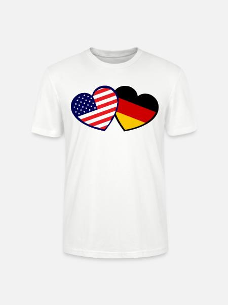 Double Nations Heart USA-Germany - Stanley/Stella CRAFTER Unisex Organic T-Shirt - white
