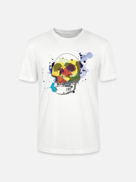 Farb-Splash-Schädel - Stanley/Stella Unisex Bio-T-Shirt CRAFTER - Weiß