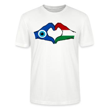 Ungarn Nazar Flagge Hände Herzform - Stanley/Stella Unisex Bio-T-Shirt CRAFTER - Weiß - Vorne - Alina (178cm) & Michal (187cm)
