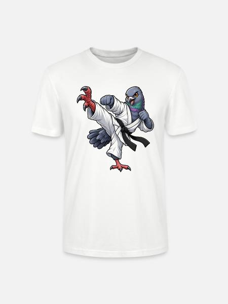 Taube beim Karate - Stanley/Stella Unisex Bio-T-Shirt CRAFTER - Weiß