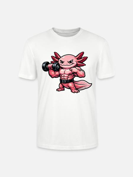 Muskulöser Axolotl beim Bodybuilding - Stanley/Stella Unisex Bio-T-Shirt CRAFTER - Weiß