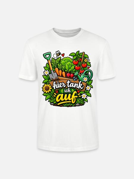Hier tank ich auf Gartenspaß - Stanley/Stella Unisex Bio-T-Shirt CRAFTER - Weiß