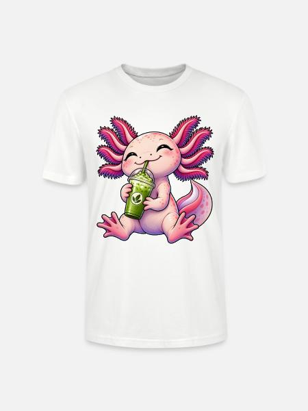 Süßer Axolotl mit Matcha Latte - Stanley/Stella Unisex Bio-T-Shirt CRAFTER - Weiß