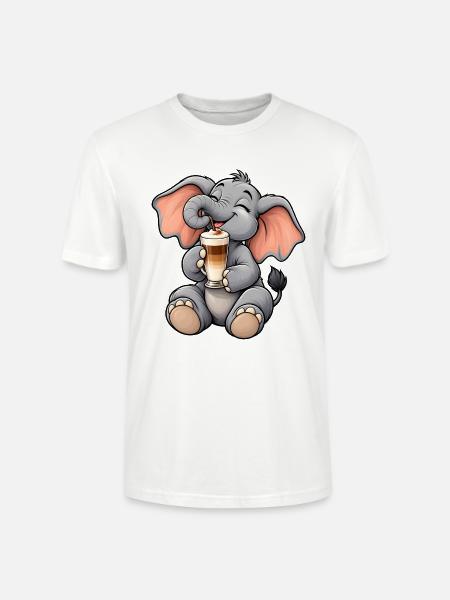 Süßer Elefant mit Latte Macchiato - Stanley/Stella Unisex Bio-T-Shirt CRAFTER - Weiß