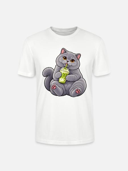 Britisch Kurzhaar mit Matcha Latte - Stanley/Stella Unisex Bio-T-Shirt CRAFTER - Weiß