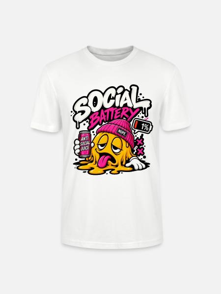 Social Battery Schmelze Grafik - Stanley/Stella Unisex Bio-T-Shirt CRAFTER - Weiß