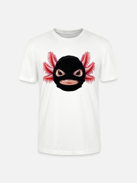 Böser Axolotl mit Sturmhaube - Stanley/Stella Unisex Bio-T-Shirt CRAFTER - Weiß