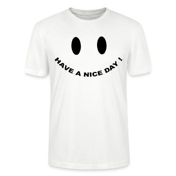 Have a Nice Day Guter Tag Smiley Sprüche Funny - Stanley/Stella Unisex Bio-T-Shirt CRAFTER - Weiß - Vorne - Alina (178cm) & Michal (187cm)