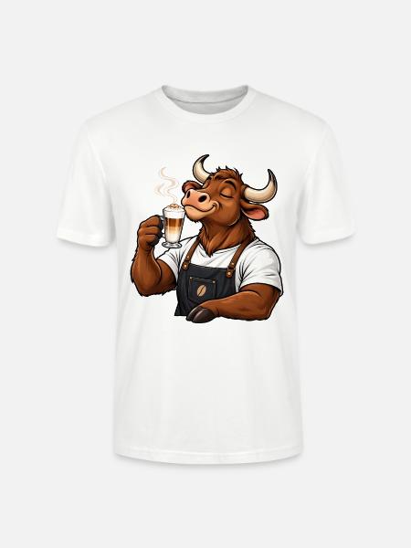 Stier mit Latte Macchiato – Sternzeichen - Stanley/Stella Unisex Bio-T-Shirt CRAFTER - Weiß