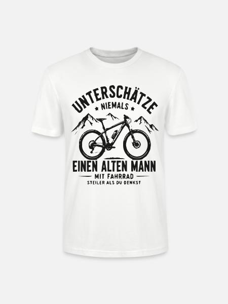 Alter Mann mit Fahrrad Berg-Statement - Stanley/Stella Unisex Bio-T-Shirt CRAFTER - Weiß